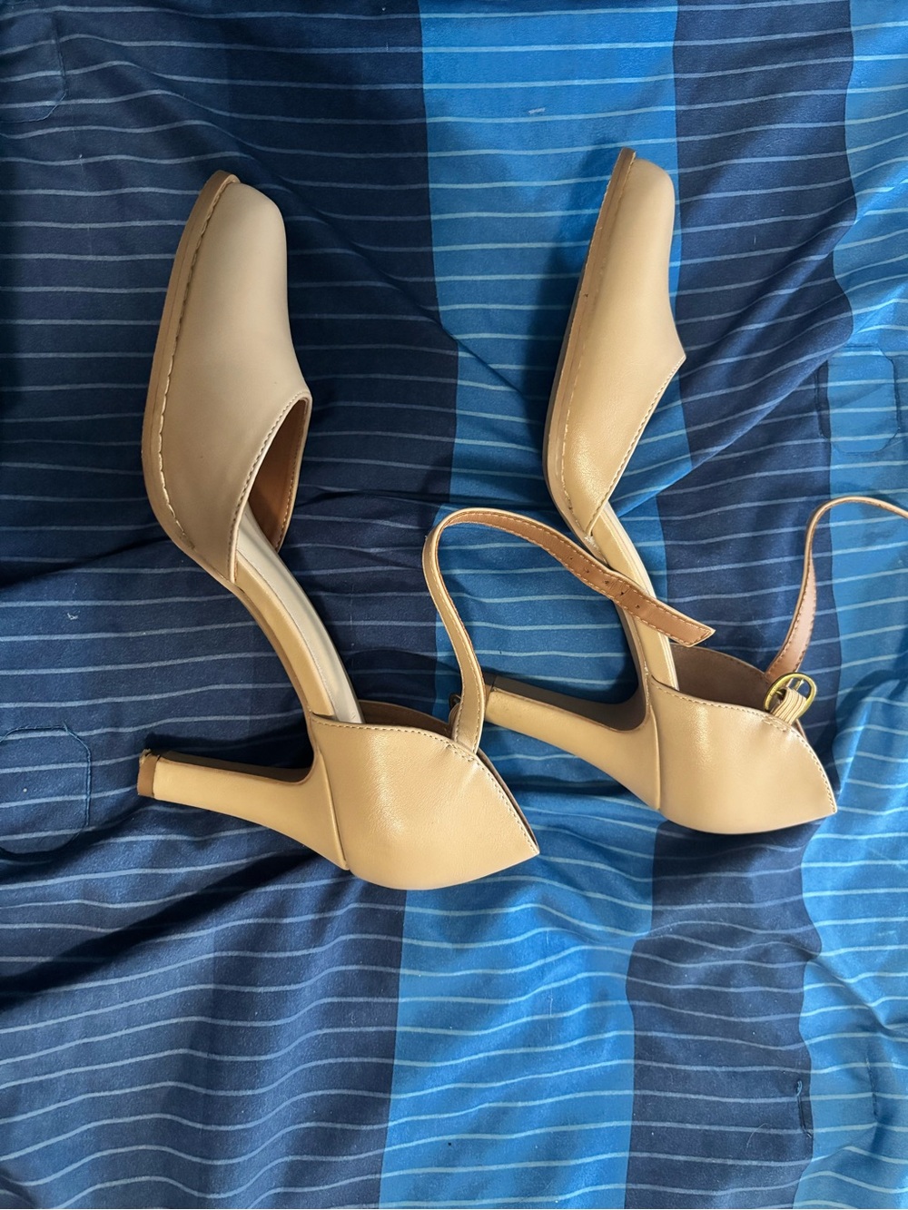 IDIFU Beige/Tan D'Orsay Ankle-Strap Heels
